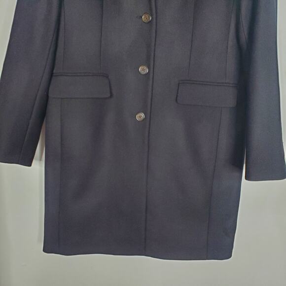 J Crew Regent TopCoat Double Serge Coat Jacket 100% Wool Black C8552 Size 10 - Picture 4 of 8